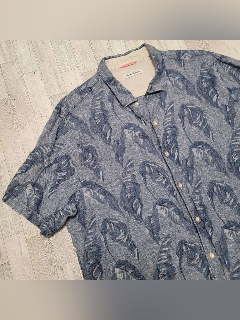 Men's Tommy Bahama 100% Linen Blue Floral Hawaiian Collared Camp Shirt Size XXL